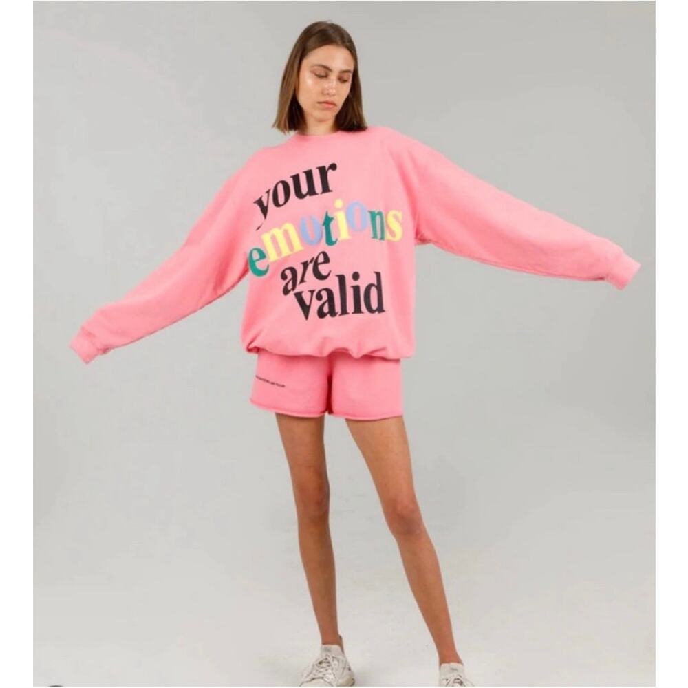 Mayfair Group Your Emotions Are Valid Crewneck Sweatshirt Pink One Size Petite